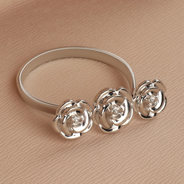 Подхват для штор «Розы», 8,7 × 3,5 см, 23,5 см, цвет серебряный Подхват для штор «Розы», 8,7 × 3,5 см, 23,5 см, цвет серебряный