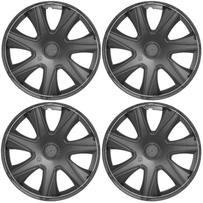 Колпаки колесные R16 "ДЖОЙ " черный глянец, карбон, набор 4 шт