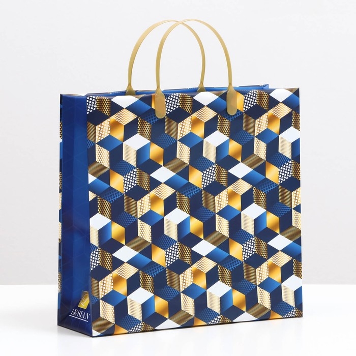 Пакет Пакет "Геометрия на синем" , мягкий пластик, 29 x 30 см, 100 мкм