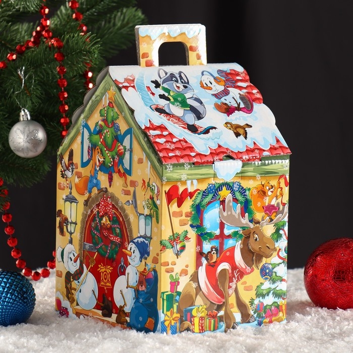 Новый год. Подарочная коробка Новый год. Подарочная коробка "Отдых", 17 х 14,5 х 24,5 см.