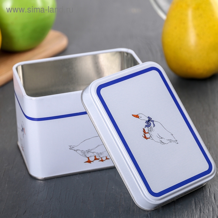 Банка для сыпучих продуктов «Гуси», 400 мл, прямоугольная, цвет белый