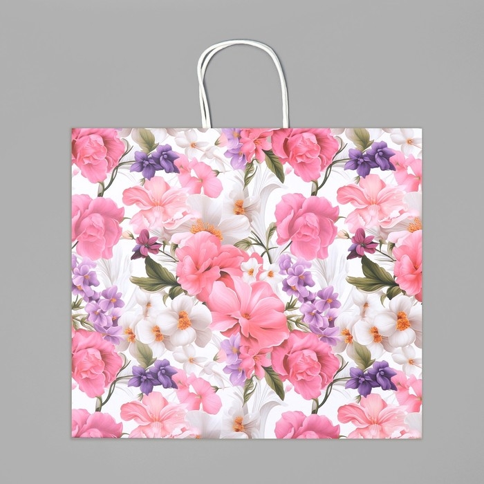 Пакет подарочный крафтовый, упаковка, «Подарок для тебя»,цветы, 32 х 28 х 15 см Пакет подарочный крафтовый, упаковка, «Подарок для тебя»,цветы, 32 х 28 х 15 см