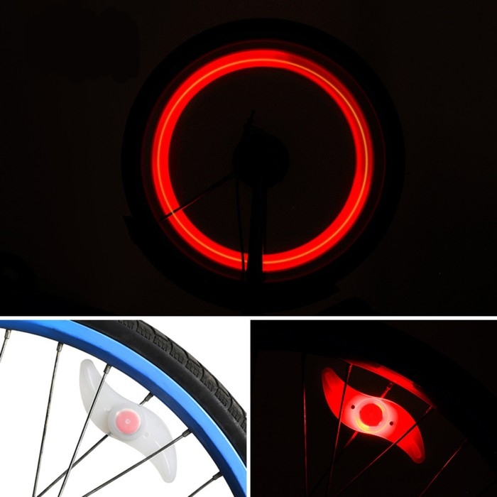 Фонарь велосипедный на спицу, водонепроницаемый, 1 диод, 12.5 х 3.5 х 2 см, 2 шт, красный