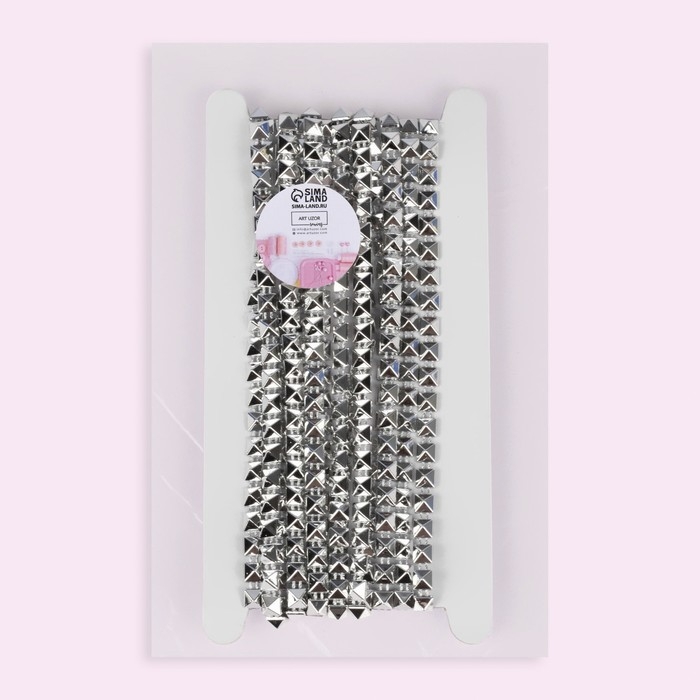 Тесьма декоративная «Квадрат», металлизированная, 5 × 5 мм, 4,5 ± 0,5 м, цвет серебряный Тесьма декоративная «Квадрат», металлизированная, 5 × 5 мм, 4,5 ± 0,5 м, цвет серебряный