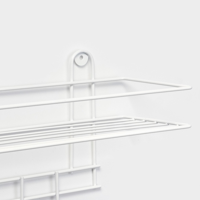 Полка для ванной прямая, 4 крючка, 33×12,5×4,5 см, цвет белый Полка для ванной прямая, 4 крючка, 33×12,5×4,5 см, цвет белый