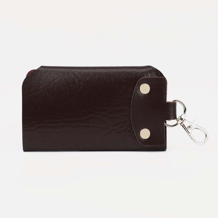 Ключница на кнопках, длина 11 см, 7 карабинов, цвет коричневый Ключница на кнопках, длина 11 см, 7 карабинов, цвет коричневый