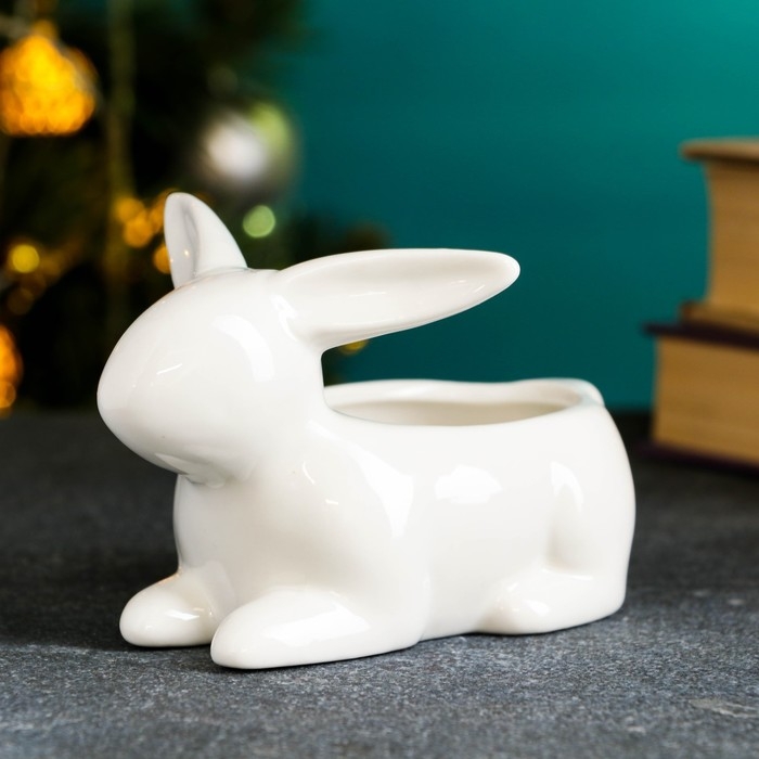Кашпо  Кашпо "Сканди заяц" белый, 13х8х9см