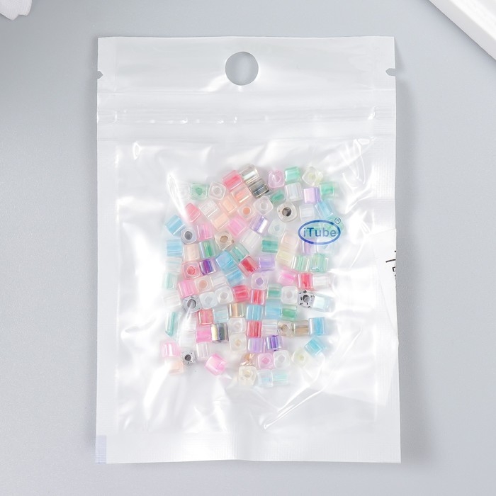 Бисер стекло 6/0  Бисер стекло 6/0 "Кубик. Полупрозрачный. Разноцветный" 10 гр