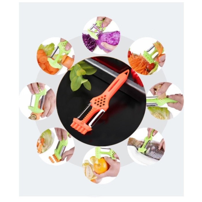 Овощерезка - рыбочистка фигурная 2 в 1 с тёркой Доляна, 21,5×6 см, цвет оранжевый Овощерезка - рыбочистка фигурная 2 в 1 с тёркой Доляна, 21,5×6 см, цвет оранжевый