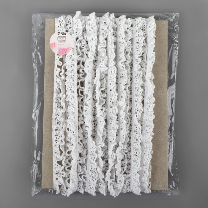 Тесьма вязаная, на резинке, 12 мм, 9 ± 0,5 м, цвет белый Тесьма вязаная, на резинке, 12 мм, 9 ± 0,5 м, цвет белый