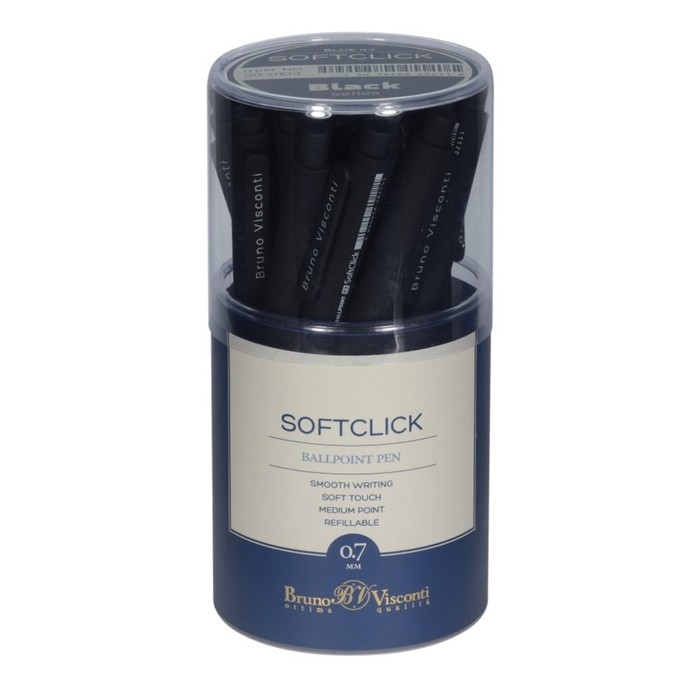 Ручка шариковая автоматическая, 0,7 мм, BrunoVisconti SoftClick Black, стержень синий, корпус soft touch Ручка шариковая автоматическая, 0,7 мм, BrunoVisconti SoftClick Black, стержень синий, корпус soft touch