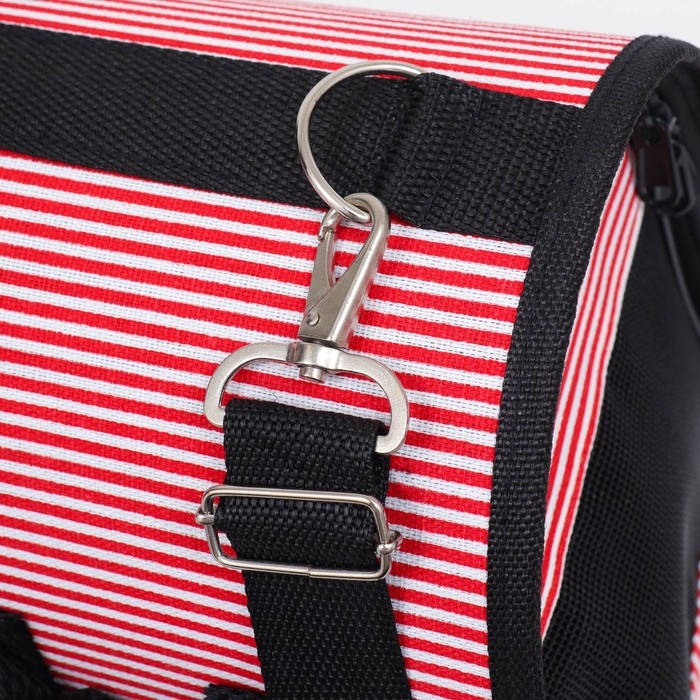 Сумка - переноска для животных Сумка - переноска для животных "Полоски" с органайзером, розовая, размер M, 40 х 26 х 20 см