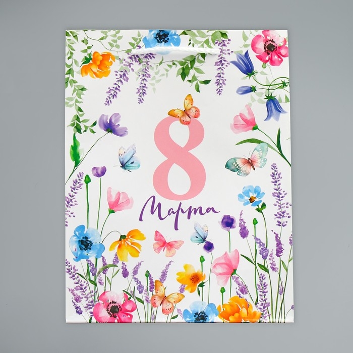 Пакет подарочный ламинированный, упаковка, «Цветы», MS 18 х 23 х 8 см Пакет подарочный ламинированный, упаковка, «Цветы», MS 18 х 23 х 8 см