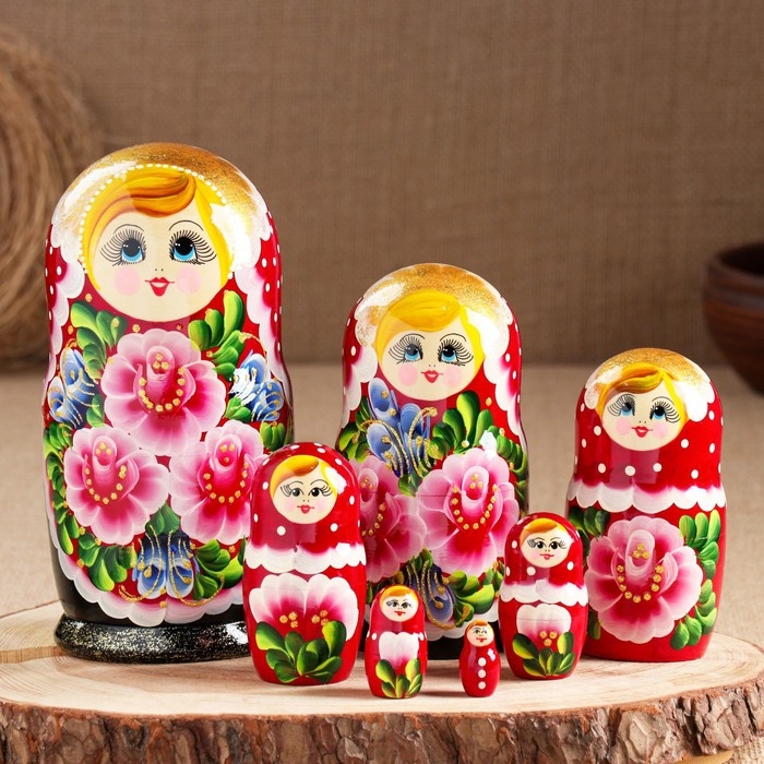 Матрешка  Матрешка "Цветы" , 7-кукольная,  10х20 см, ручная роспись