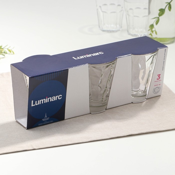 Набор низких стеклянных стаканов «Шетланд Скульптура», 300 мл, 3 шт Набор низких стеклянных стаканов «Шетланд Скульптура», 300 мл, 3 шт