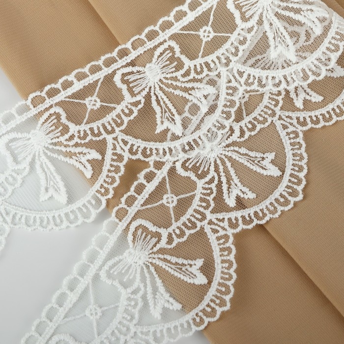 Кружево на сетке, 60 мм × 11 ± 1 м, цвет белый Кружево на сетке, 60 мм × 11 ± 1 м, цвет белый