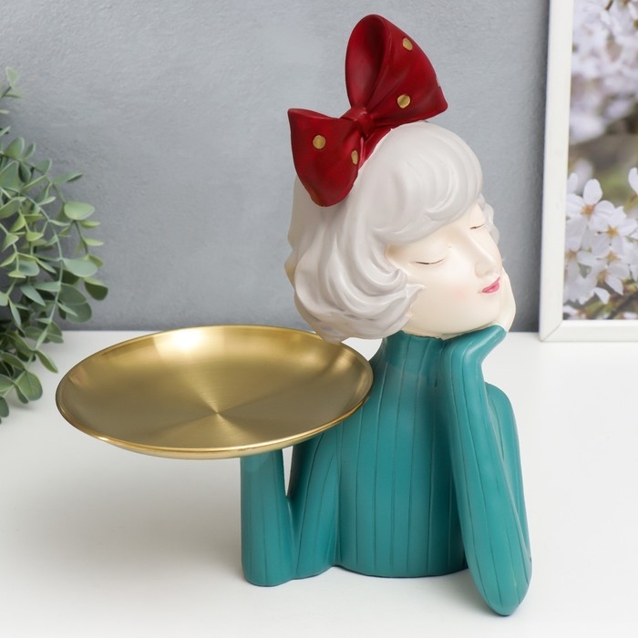 Сувенир полистоун подставка  Сувенир полистоун подставка "Девушка с бантом на голове" 33х14х23 см