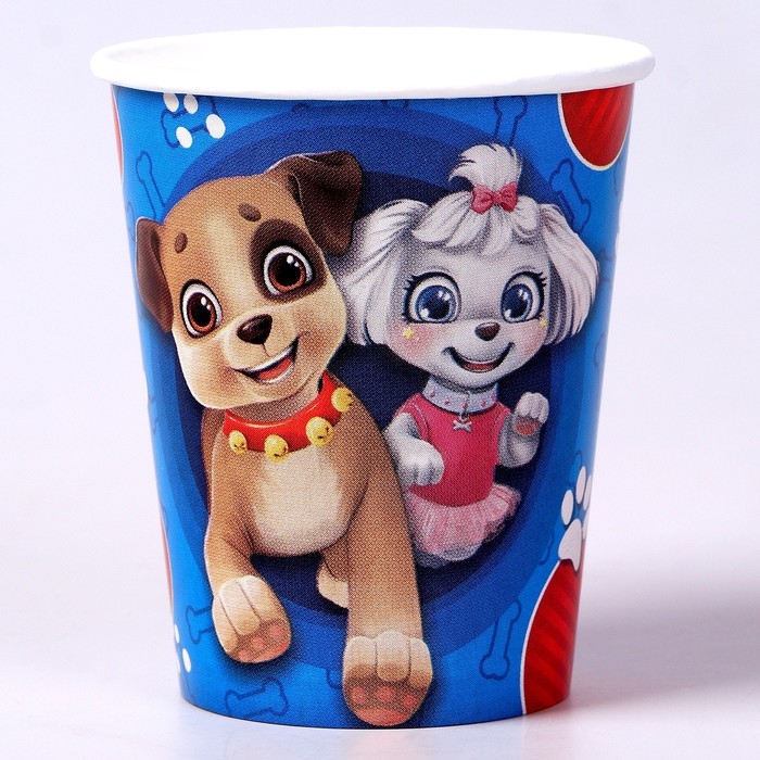 Набор бумажной посуды одноразовый с масками «Щенята»: 6 тарелок, 6 стаканов, 6 масок Набор бумажной посуды одноразовый с масками «Щенята»: 6 тарелок, 6 стаканов, 6 масок