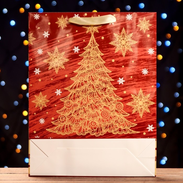 Новый год. Пакет ламинированный вертикальный Новый год. Пакет ламинированный вертикальный "Ёлочка",33 х 42 х 10 см.