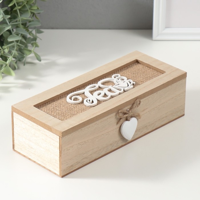 Шкатулка дерево 3 деления  Шкатулка дерево 3 деления "Чашечка чая" 9,7х24х7 см