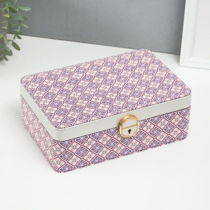 Шкатулка кожзам для украшений Шкатулка кожзам для украшений "Мозаика из плитки" синяя 16,3х24х8,5 см