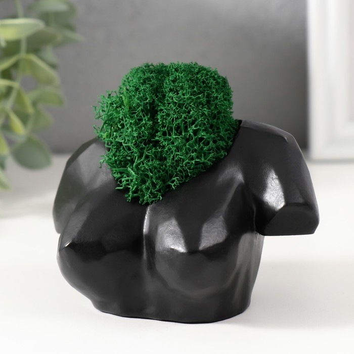 Кашпо бетонное  Кашпо бетонное "Бюст" со мхом 6,5х11см черный (мох зеленый стабилизированный)