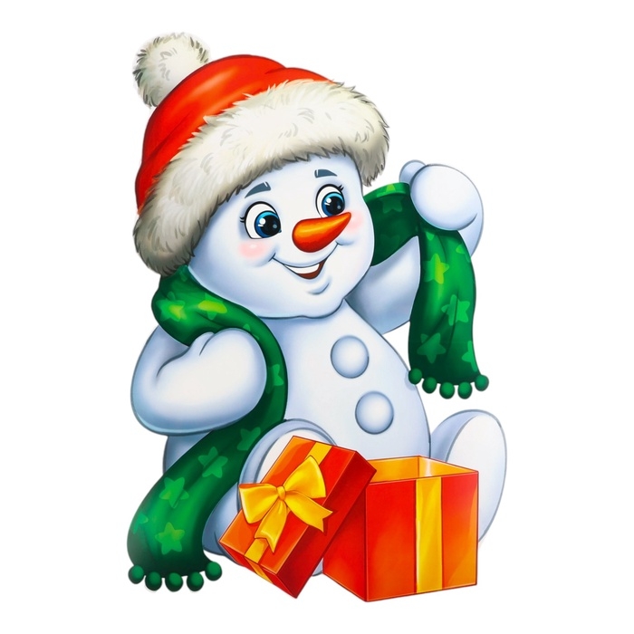 Плакат вырубной Плакат вырубной "Снеговик с шарфом" двухсторонний, 49 х 39 см