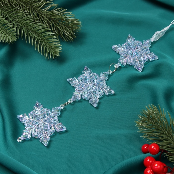 Украшение ёлочное Украшение ёлочное "Снежинка подвесная" 23х5,5 см, голубой перелив