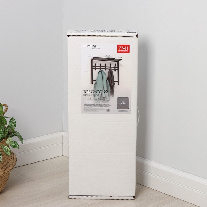 Вешалка с полкой 2-х ярусная «Торонто 22», 67×27×58,5 см, цвет графит Вешалка с полкой 2-х ярусная «Торонто 22», 67×27×58,5 см, цвет графит