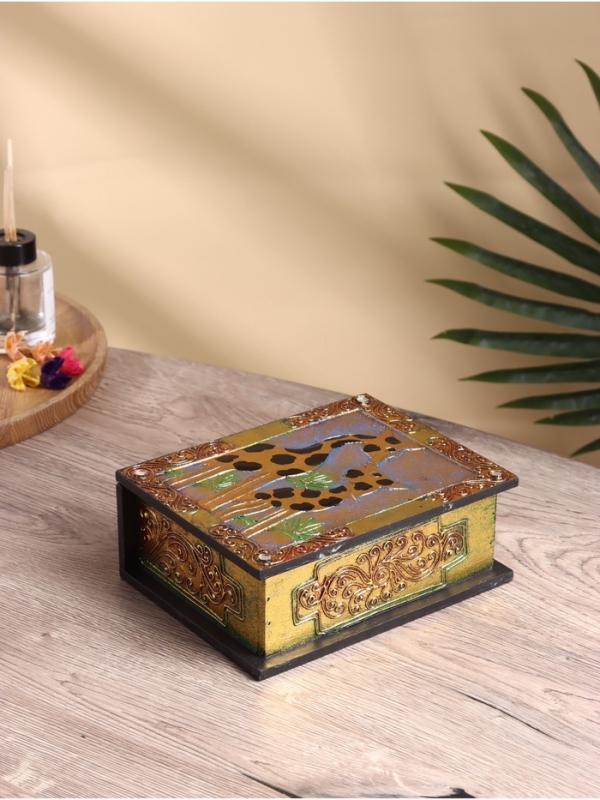 Шкатулка резная МДФ  Шкатулка резная МДФ "Жирафы", 15х19х7,5 см