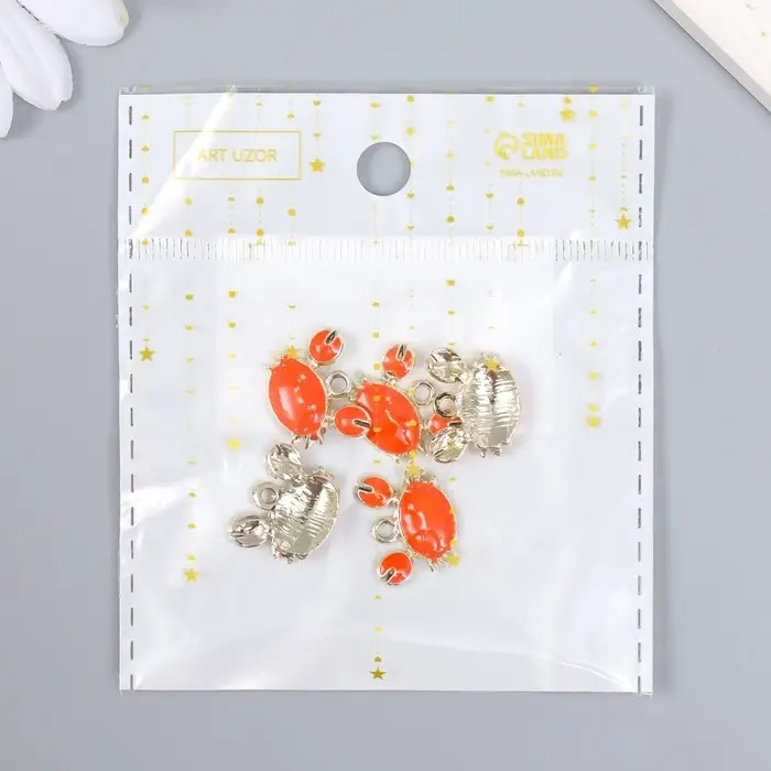 Декор для творчества металл, эмаль "Крабик" 1,4х1,7 см