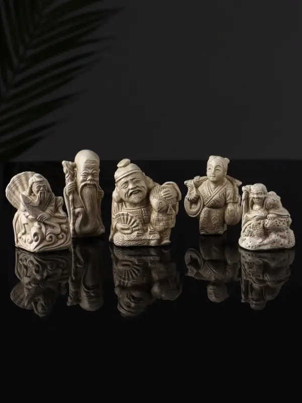 Набор фигурок &laquo;Нэцкэ&raquo;, 5 шт., 20&times;10&times;7 см, бежевый