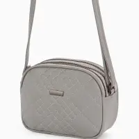 Сумка женская кросс-боди на молнии, 19&times;7&times;15 см, в клетку, серая