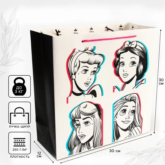 Пакет подарочный, 30х30х12 см, упаковка, Принцессы Пакет подарочный, 30х30х12 см, упаковка, Принцессы