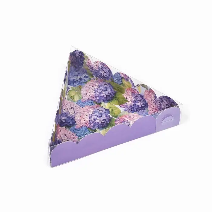 Коробка для кондитерских изделий с пластиковой крышкой «Гортензия», 18 х 3 см