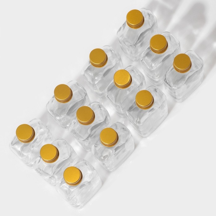 Набор стеклянных баночек для специй с металлической крышкой Доляна «Аква», 150 мл, 6×3×14 см, 12 шт Набор стеклянных баночек для специй с металлической крышкой Доляна «Аква», 150 мл, 6×3×14 см, 12 шт