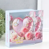 Фотоальбом на 40 фото 10х15 см "Сердце и бабочки с розами" в коробке 4,5х14х17 см