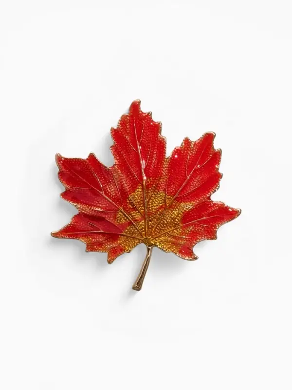Брошь &laquo;Лист осенний&raquo;, оранжево-жёлтая в золоте