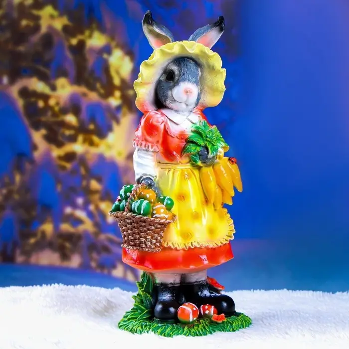 Садовая фигура из полистоуна &laquo;Зайчиха с корзинкой&raquo;, 50&times;19&times;22 см