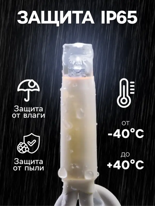 Гирлянда &laquo;Бахрома&raquo; 3&times;0.9 м, IP65, УМС, тёмная нить каучук, 144 LED, свечение белое, 220 В