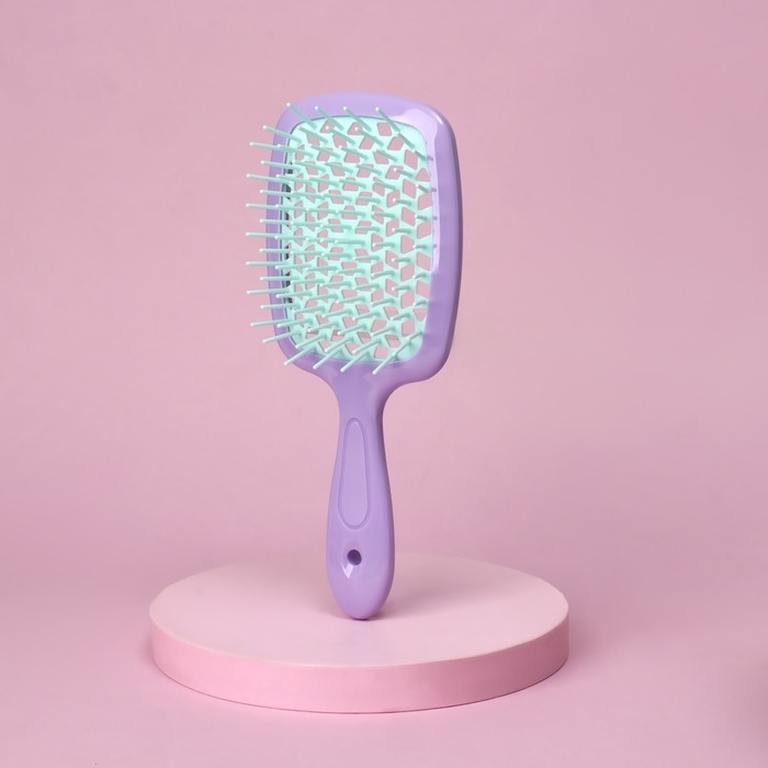 Расчёска массажная, широкая, вентилируемая, 8,5 × 20,5 см, PVC коробка, цвет сиреневый/бирюзовый Расчёска массажная, широкая, вентилируемая, 8,5 × 20,5 см, PVC коробка, цвет сиреневый/бирюзовый