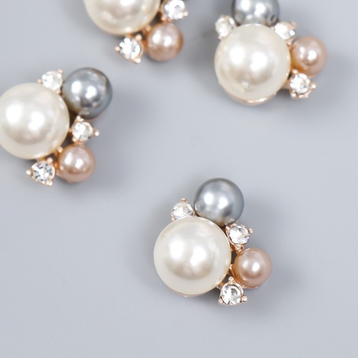 Декор для творчества металл, пластик Декор для творчества металл, пластик "Три жемчужинки" стразы набор 4 шт 2х1,7 см