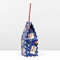 Коробка новогодняя подарочная складная «Новогодица синий» 9.5×9.5×25 см