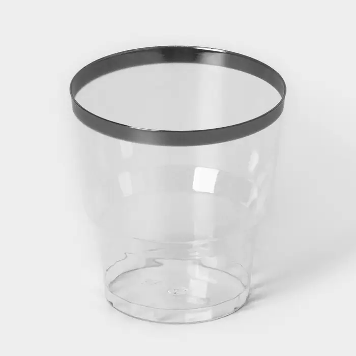 Стакан пластиковый одноразовый «Кристалл», 200 мл, с металлизированными каемками, цвет прозрачный