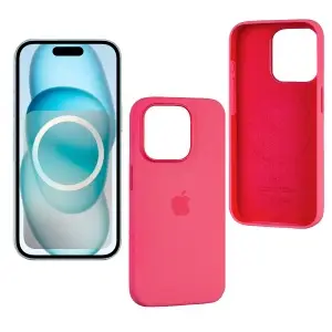 Чехол для iPhone 15 Pro Max Silicone Case 100% ORG (MagSafe + анимация NFC) c LOGO Pink