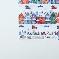 Упаковочная бумага на новый год крафтовая «Новогодние дома», 70 х 100 см