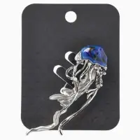 Брошь &laquo;Медуза&raquo; морская, цвет синий в серебре