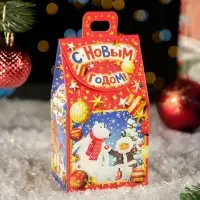 Коробка новогодняя подарочная складная «Каминчик» 9.5×7.5×16.5 см