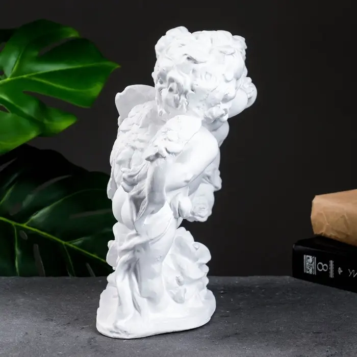 Фигура гипс &laquo;Ангел и Фея с розой&raquo;, белый, 12&times;26&times;24 см