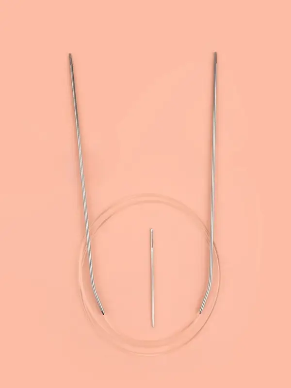 Спицы круговые, для вязания, с пластиковой леской, d=1.5 мм, 14/80 см, с иглой Спицы круговые, для вязания, с пластиковой леской, d=1.5 мм, 14/80 см, с иглой